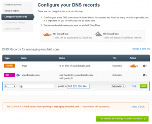 CloudFlare Update DNS