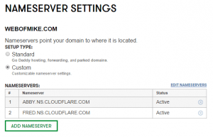 GoDaddy Set Name Servers